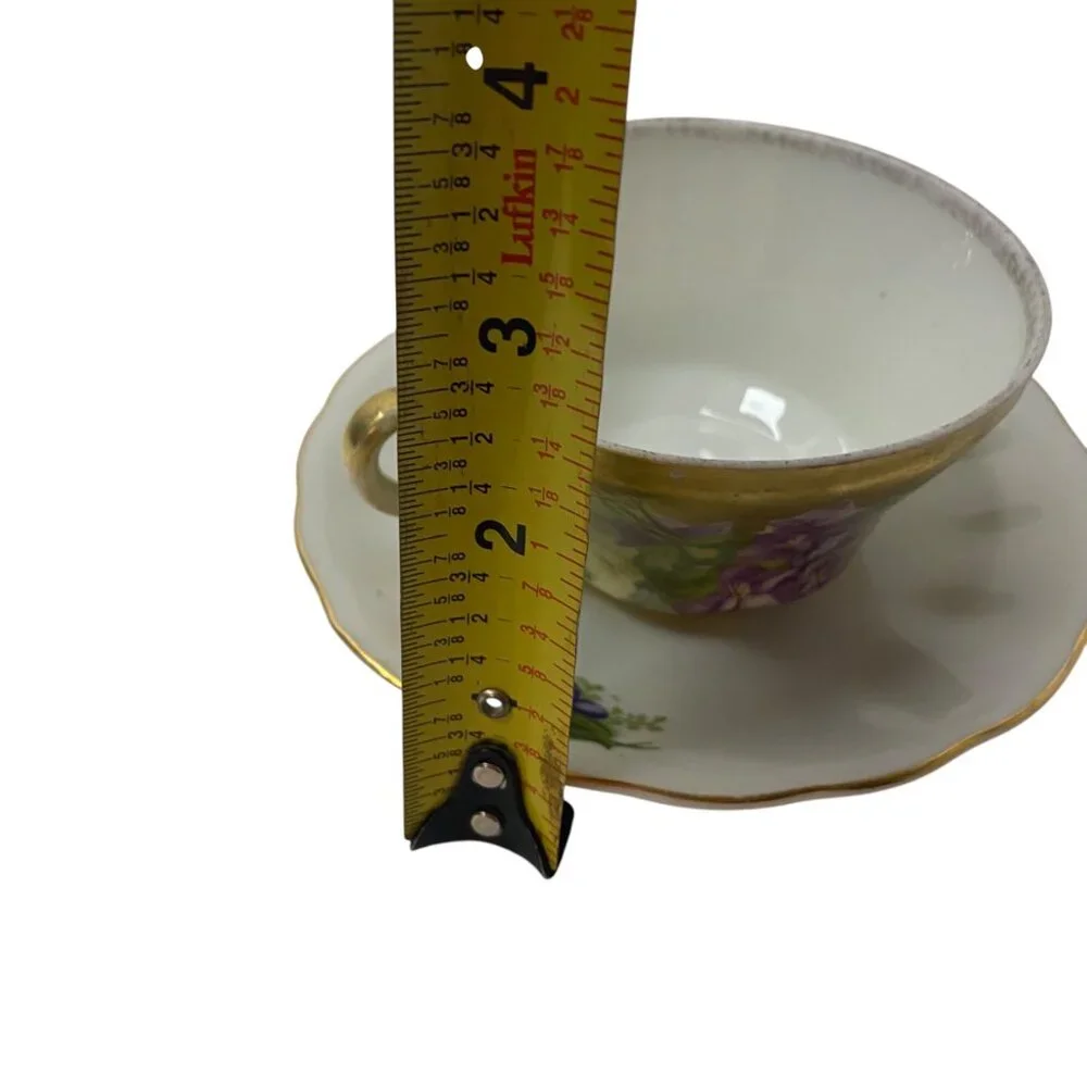 Vintage Imperial Austria Porcelain Tea Cup Japan Saucer Purple‎ Floral Gold